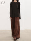 BASERANGE France Organic Cotton Loose Long Sleeve Off Shoulder T-shirt France BAS-TOPIL-RC-SU25-FOVEA